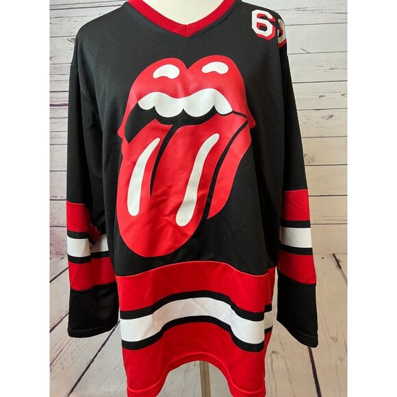 Rolling Stones Hockey Jersey Signature Tongue 62 Sewn 2017 Mens‎ Medium Stitched